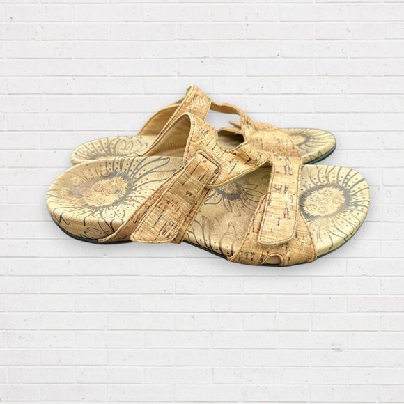 VIONIC Amber Tan Gold Cork Slingback Adjustable Strappy Sandals 7 WIDE - Picture 2 of 9